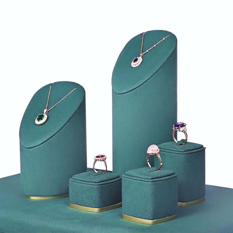 Yellow PU Leather Jewelry, Jade Display Prop, Window Creative Decoration, Ring Pendant Jewelry Rack Display Set