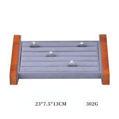 FADELI Factory Customized Wooden Jewelry Display Stand Jewelry Ring Display Holder Rack Beige Gray