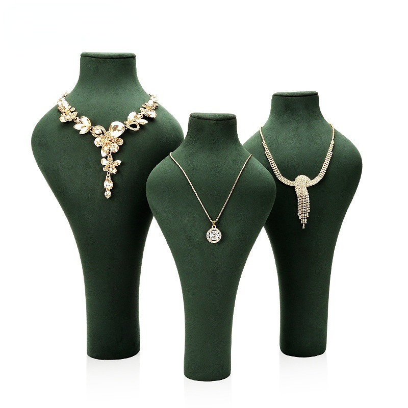 FADELI New Arrival High-end PU Velvet Microfiber Jewelry Display Props Necklace Display Stand Dark Green