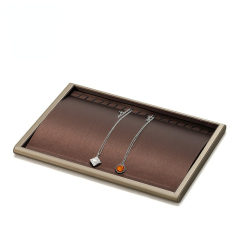 FADELI New High-end PU Jewelry Display Trays Jewelry Rack Holder for Necklace Chain Ring Earrings Bracelet Coffee