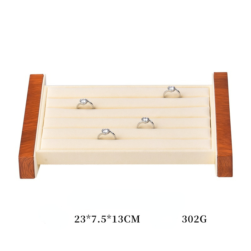 Fadeli Factory Customized Wooden Jewelry Display Stand Jewelry Ring Display Holder Rack Beige Gray