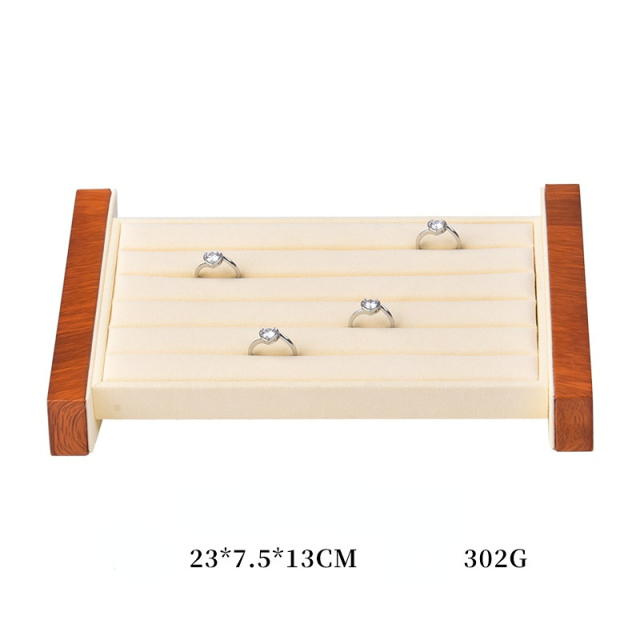 FADELI Factory Customized Wooden Jewelry Display Stand Jewelry Ring Display Holder Rack Beige Gray