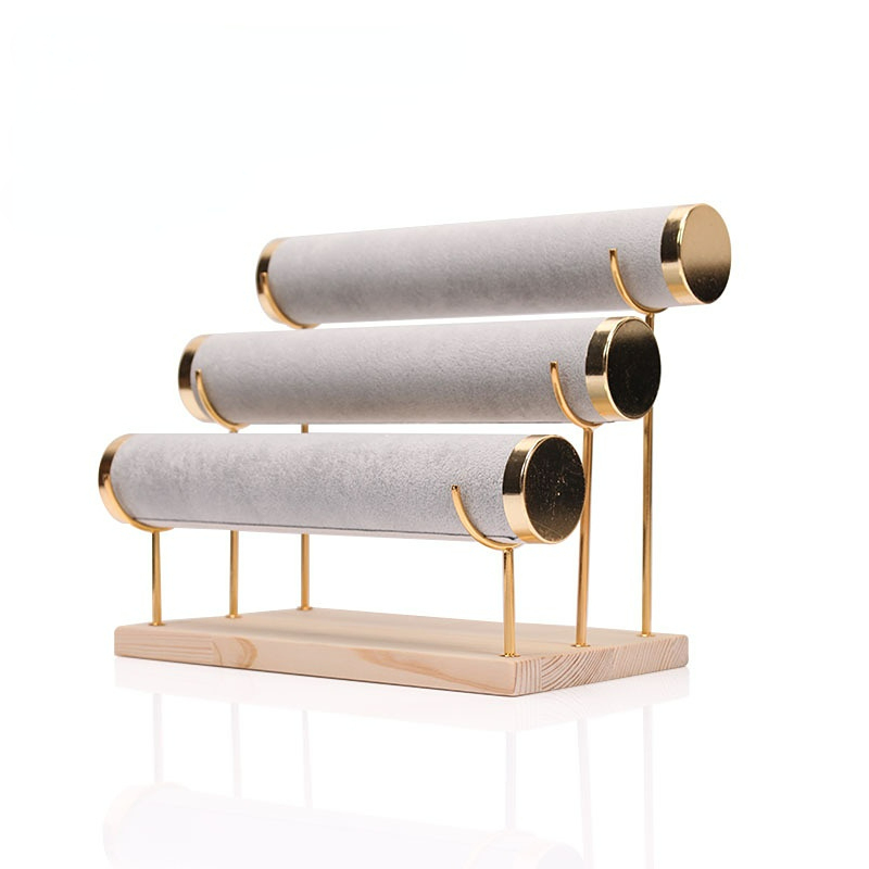 FADELI Factory Customized Jewelry Display Stand for Watch Necklace Bangle Bracelet Organizer Metal Jewelry Display Stand 3-layer