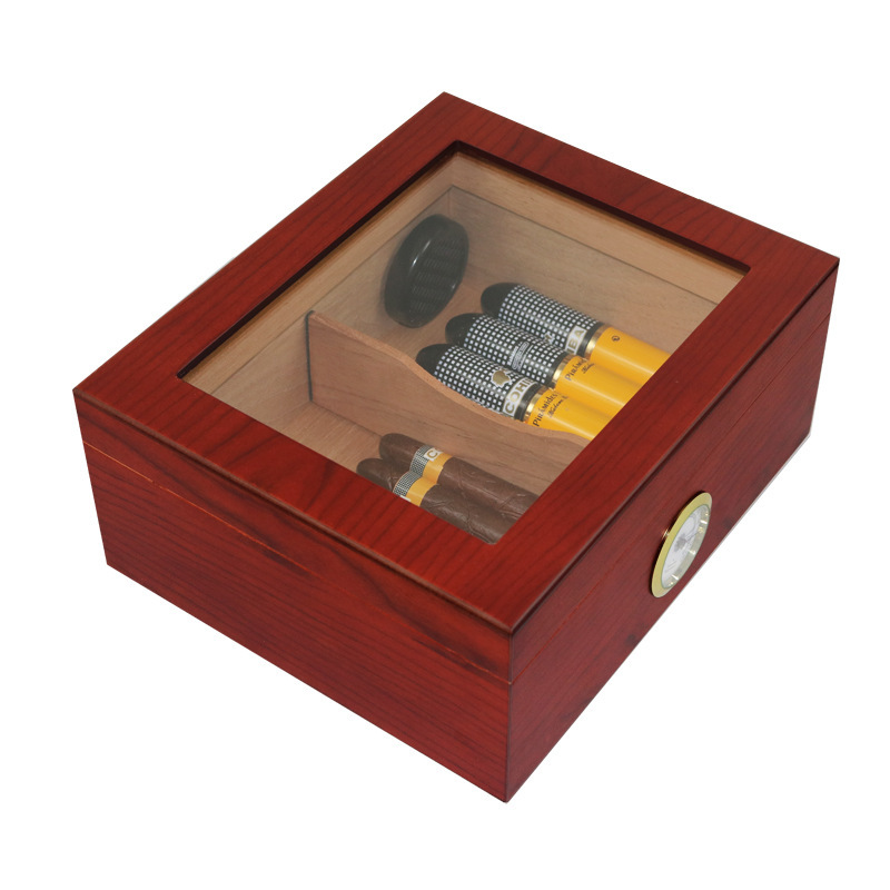 FADELI Personalized Wooden Cigar Humidor Glass Top Wooden Cigar Box Custom logo Wooden Cigar Box Wholesale