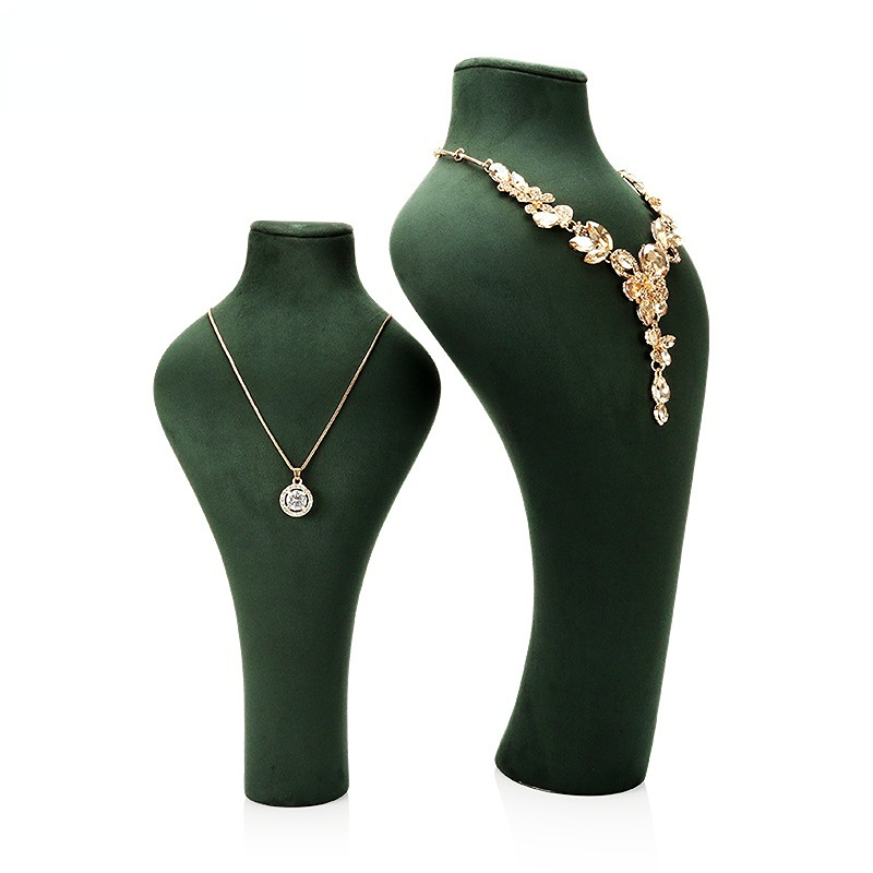 FADELI New Arrival High-end PU Velvet Microfiber Jewelry Display Props Necklace Display Stand Dark Green