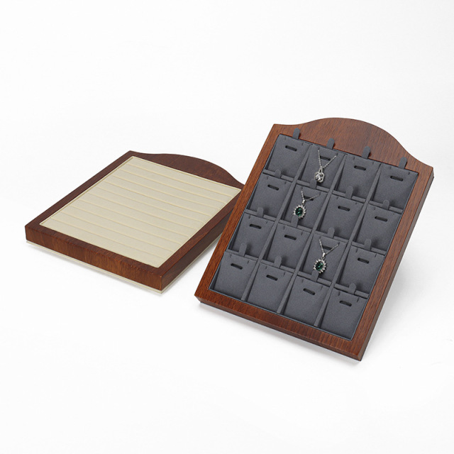 FADELI Factory Customized Wooden Frame Microfiber Earring Display Stand Ring Display Stand Pendant Display Trays Racks Holder