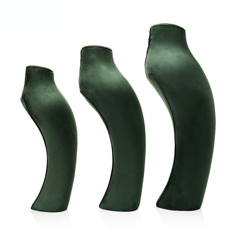 FADELI New Arrival High-end PU Velvet Microfiber Jewelry Display Props Necklace Display Stand Dark Green