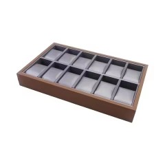 FADELI Factory Customized High-end 6 12 24 30 Slots Walnut Wooden Watch Storage Tray Watch Display Organizer Tray