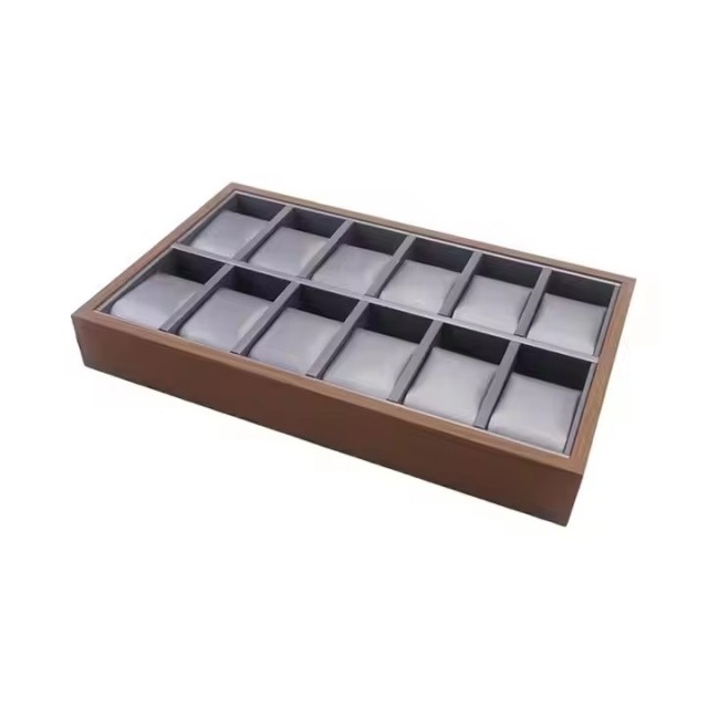 FADELI Factory Customized High-end 6 12 24 30 Slots Walnut Wooden Watch Storage Tray Watch Display Organizer Tray