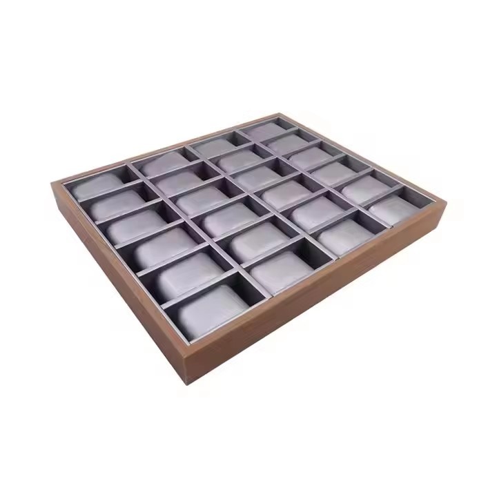 FADELI Factory Customized High-end 6 12 24 30 Slots Walnut Wooden Watch Storage Tray Watch Display Organizer Tray