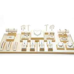 Yellow PU Leather Jewelry, Jade Display Prop, Window Creative Decoration, Ring Pendant Jewelry Rack Display Set