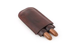 FADELI Wholesale Cigar Case Portable Genuine Leather Cigar Box Travel Humidor Holder 2 Tube Cigar Bag
