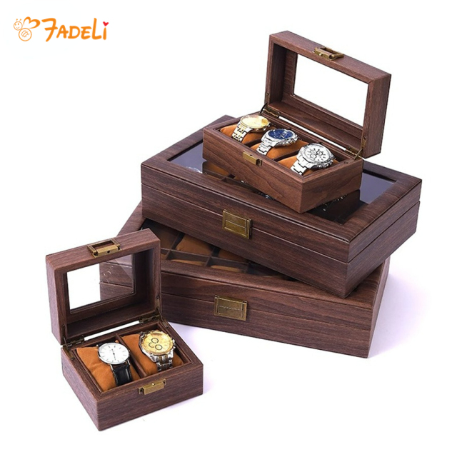 FADELI Custom Logo Wooden Jewelry Storage Box Wooden Watch Display Box Watch Storage Box