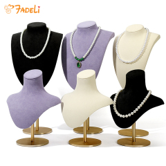 FADELI New Metal Microfiber Extendable Necklace Bust Jewelry Display Stand Necklace Display Mannequin Purple