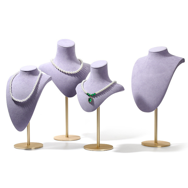 FADELI New Metal Microfiber Extendable Necklace Bust Jewelry Display Stand Necklace Display Mannequin Purple