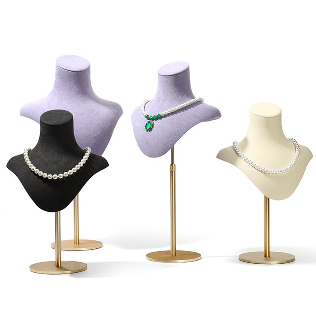 FADELI New Metal Microfiber Extendable Necklace Bust Jewelry Display Stand Necklace Display Mannequin Purple