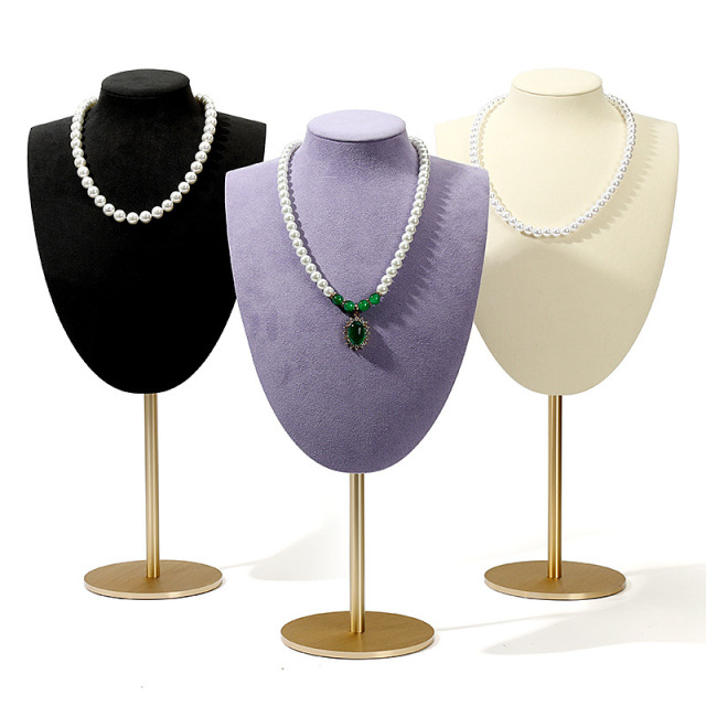 FADELI New Metal Microfiber Extendable Necklace Bust Jewelry Display Stand Necklace Display Mannequin Purple
