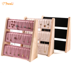 FADELI Factory-customized Three-Layer Solid Wood Necklaces Bracelets Jewelry Display Stand Jewelry Display Props