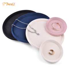 FADELI New Velvet Jewelry Display Tray Round Oval-shaped Jewelry Organizer Rack Holder for Necklace Chain Ring Earrings Bracelet