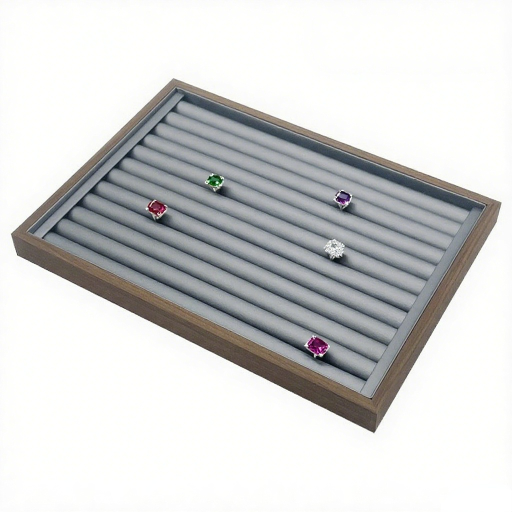 FADELI Factory-customized Stackable Walnut Wooden Jewelry Display Tray for Ring Bracelet Necklaces Ring Display Tray Brown