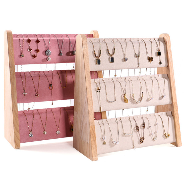 FADELI Factory-customized Three-Layer Solid Wood Necklaces Bracelets Jewelry Display Stand Jewelry Display Props