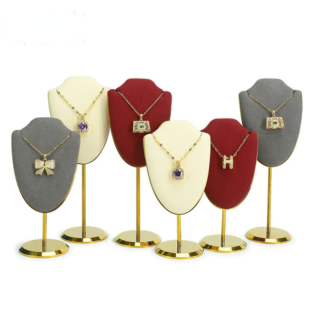 FADELI New Metal Microfiber Jewelry Display Stand Holder Jewelry Display Prop Necklace Display Rack