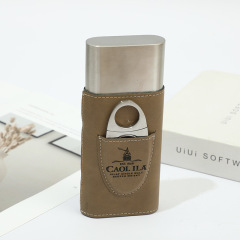 FADELI Cigar Case Humidor Custom Logo Pu Leather Wrapped Stainless Steel Cigar Holder Portable Travel Cigar Box Durable Tube