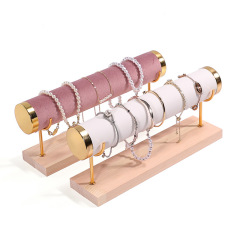 FADELI Factory-Customized Wood Suede PU Metal Jewelry Display Stand for Bracelet Bangle Watch Chain Display Holder Rack