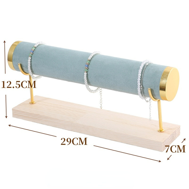 FADELI Factory-Customized Wood Suede PU Metal Jewelry Display Stand for Bracelet Bangle Watch Chain Display Holder Rack
