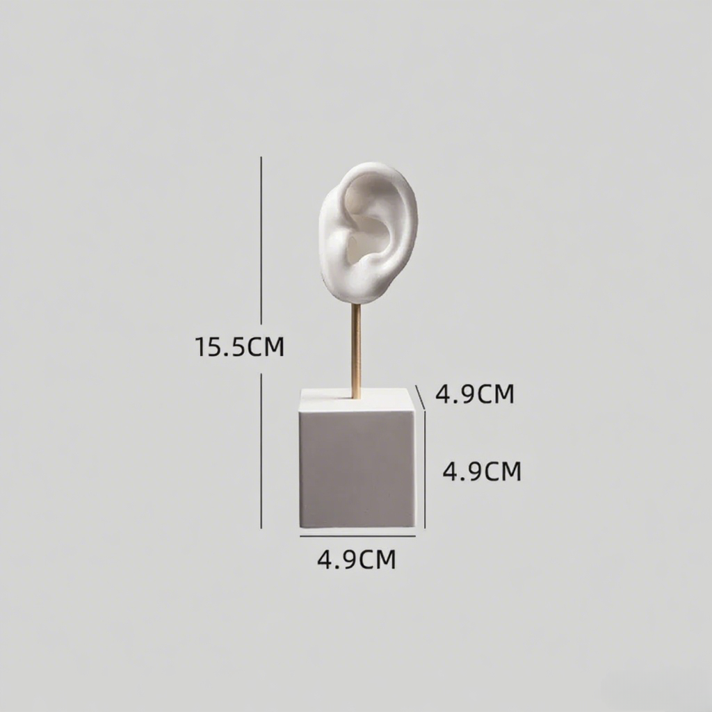 FADELI Ear Shape Jewelry Display Stand Silicone Human Ear Model Jewelry Display Plaster Base Earring Display Holder
