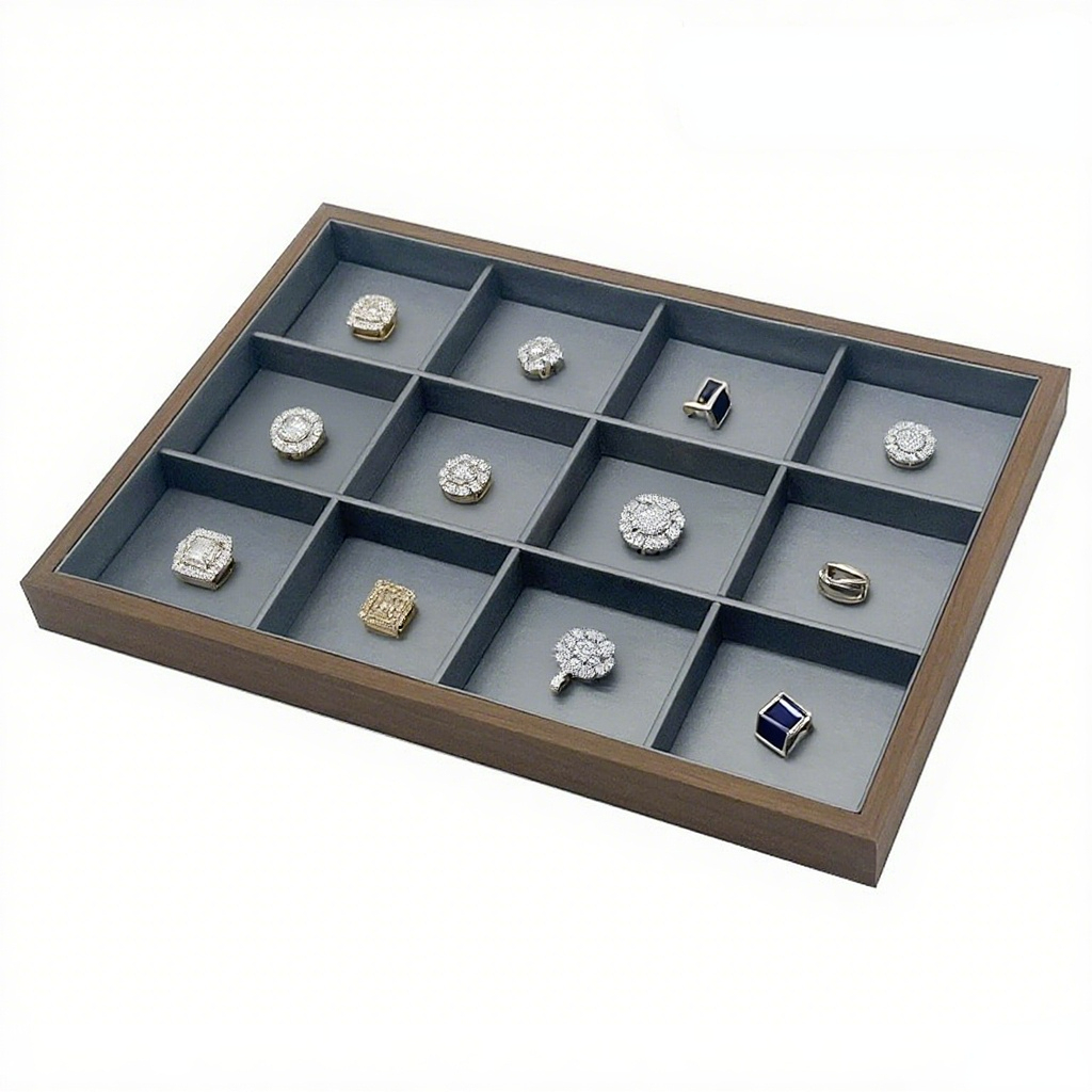 FADELI Factory-customized Stackable Walnut Wooden Jewelry Display Tray for Ring Bracelet Necklaces Ring Display Tray Brown