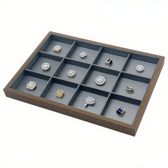 FADELI Factory-customized Stackable Walnut Wooden Jewelry Display Tray for Ring Bracelet Necklaces Ring Display Tray Brown