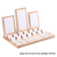 FADELI New Solid Wood Jewelry Display Tray Jewelry Display Stand Velvet/PU Leather Jewelry Display Props for Necklace Bracelet Ring