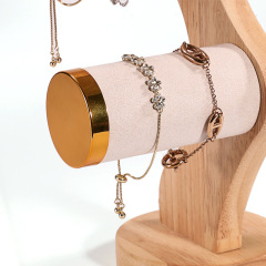 FADELI Portable T-Bar Wood Jewelry Display Stand Watch Stand 2 Layer Bracelet Display Stand