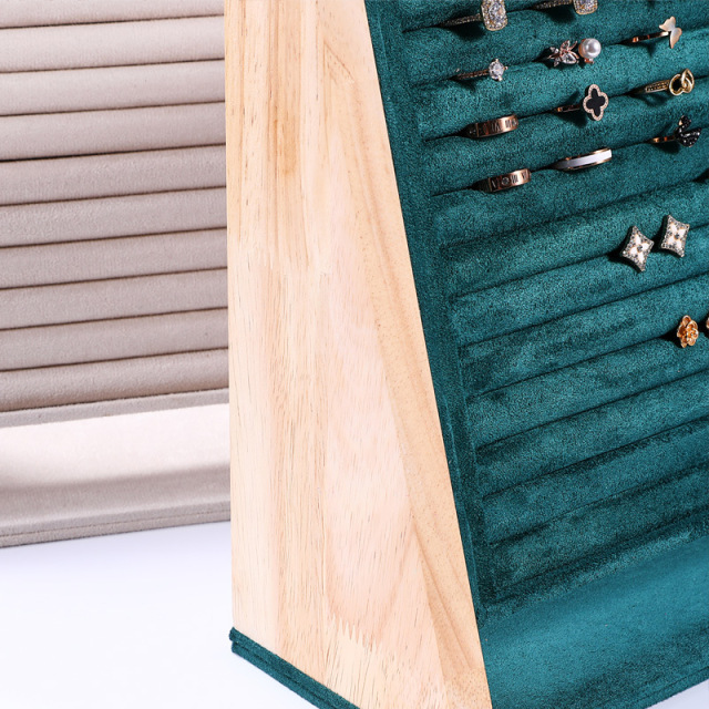 Fadeli Large Capacity Jewelry Display Rack Ring Earring Display Stand Solid Wood Jewelry Display Stand