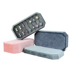 FADELI New Octagon Velvet Jewelry Display Tray Rings Display Tray Earrings Rings Storage Boxes