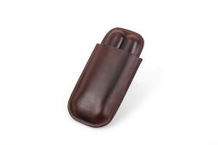FADELI Wholesale Cigar Case Portable Genuine Leather Cigar Box Travel Humidor Holder 2 Tube Cigar Bag