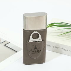 FADELI Cigar Case Humidor Custom Logo Pu Leather Wrapped Stainless Steel Cigar Holder Portable Travel Cigar Box Durable Tube