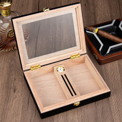 FADELI Wooden Cigar Humidor Glass Top Wooden Cigar Box Matte Finished Custom logo Wooden Cigar Humidor Box