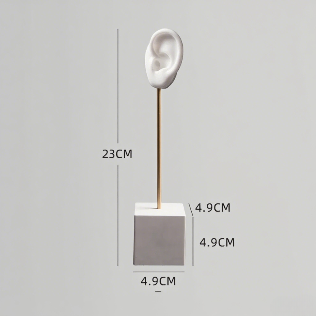 FADELI Ear Shape Jewelry Display Stand Silicone Human Ear Model Jewelry Display Plaster Base Earring Display Holder