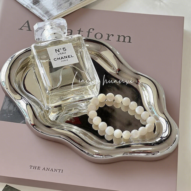 FADELI Factory Direct Sale Ceramic Silver Plated Jewelry Display Tray Simple Irregular Design Ceramic Fashion Tray