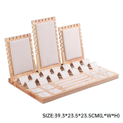 FADELI New Solid Wood Jewelry Display Tray Jewelry Display Stand Velvet/PU Leather Jewelry Display Props for Necklace Bracelet Ring