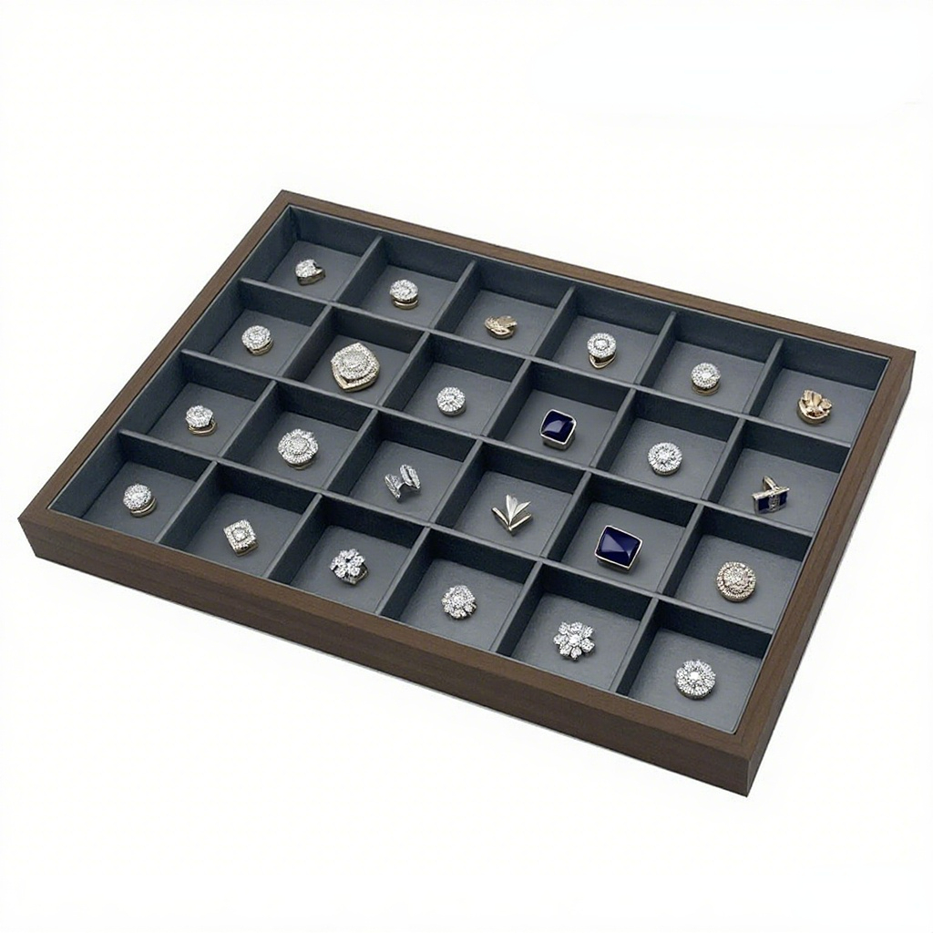 FADELI Factory-customized Stackable Walnut Wooden Jewelry Display Tray for Ring Bracelet Necklaces Ring Display Tray Brown