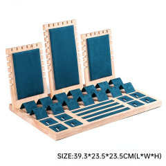 FADELI New Solid Wood Jewelry Display Tray Jewelry Display Stand Velvet/PU Leather Jewelry Display Props for Necklace Bracelet Ring