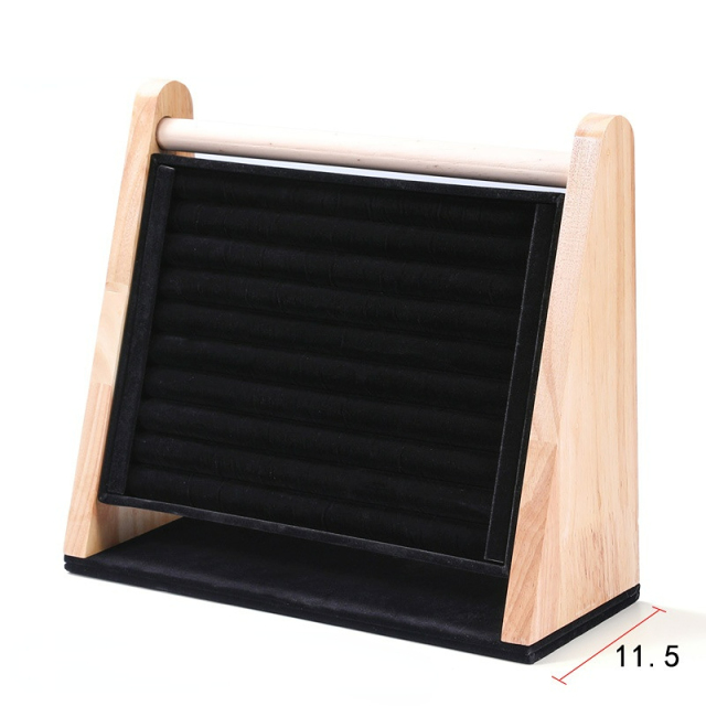 Fadeli Large Capacity Jewelry Display Rack Ring Earring Display Stand Solid Wood Jewelry Display Stand