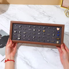 FADELI Wholesale Jewelry Display Tray Wood Pattern Velvet MDF Frame Ring Display Tray Ring Storage
