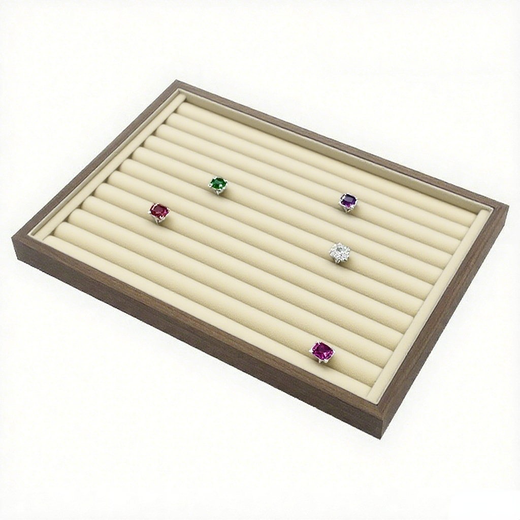 FADELI Factory-customized Stackable Walnut Wooden Jewelry Display Tray for Ring Bracelet Necklaces Ring Display Tray Brown