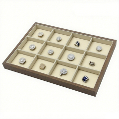 FADELI Factory-customized Stackable Walnut Wooden Jewelry Display Tray for Ring Bracelet Necklaces Ring Display Tray Brown
