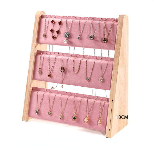 FADELI Factory-customized Three-Layer Solid Wood Necklaces Bracelets Jewelry Display Stand Jewelry Display Props