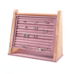 Fadeli Large Capacity Jewelry Display Rack Ring Earring Display Stand Solid Wood Jewelry Display Stand
